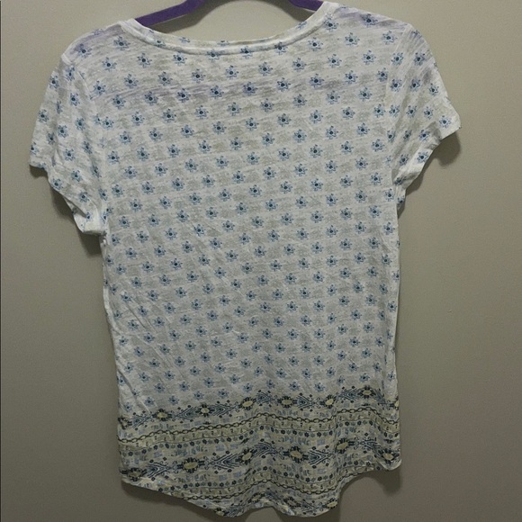 NWOT Lucky Brand White and Blue Patterned Blouse - Picture 3 of 3